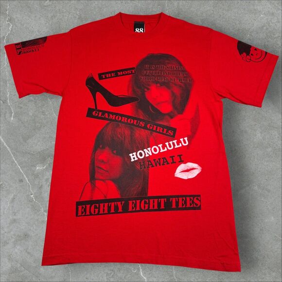 Limited Edition 88 Tees Hawaii Red T-Shirt Women Heels and Lips Graphic - Medium - Picture 1 of 8